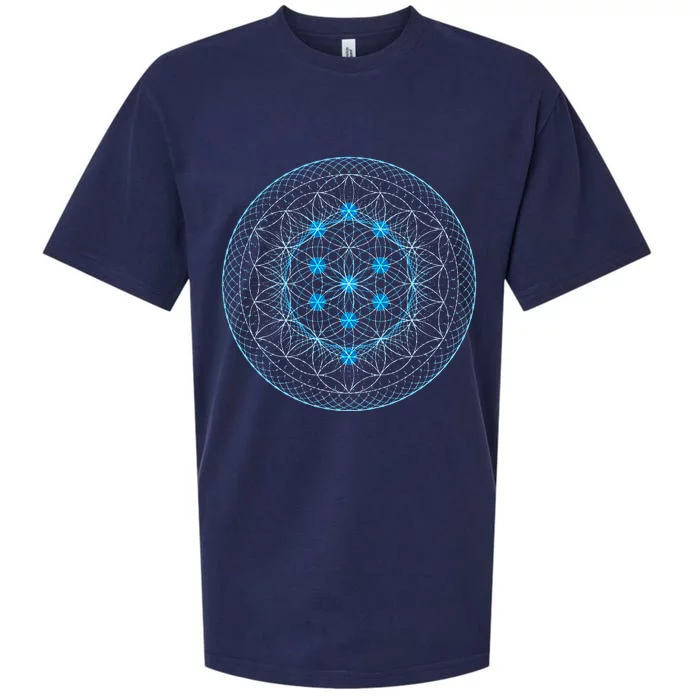 Sacred Geometry Flower Of Life With Kabbalah Tree Sueded Cloud Jersey T-Shirt