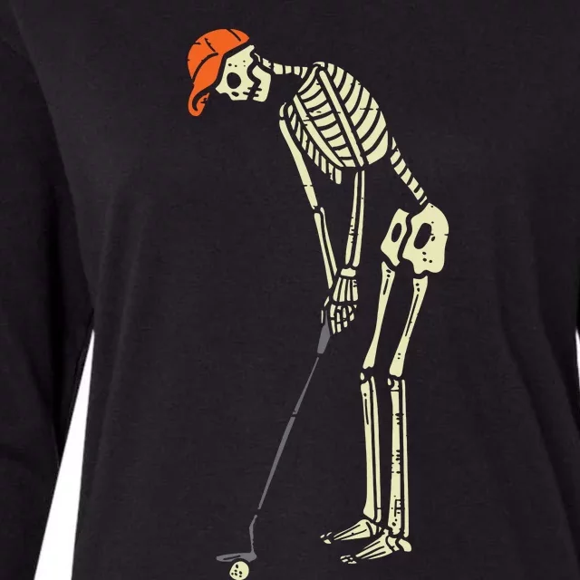 Skeleton Golf Funny Halloween Golfing Sports Golfer Womens Cotton Relaxed Long Sleeve T-Shirt