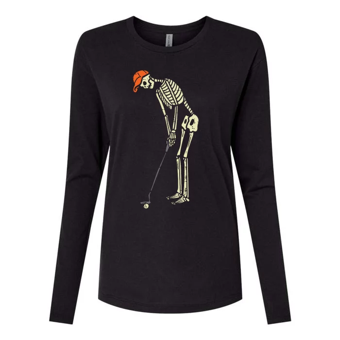 Skeleton Golf Funny Halloween Golfing Sports Golfer Womens Cotton Relaxed Long Sleeve T-Shirt