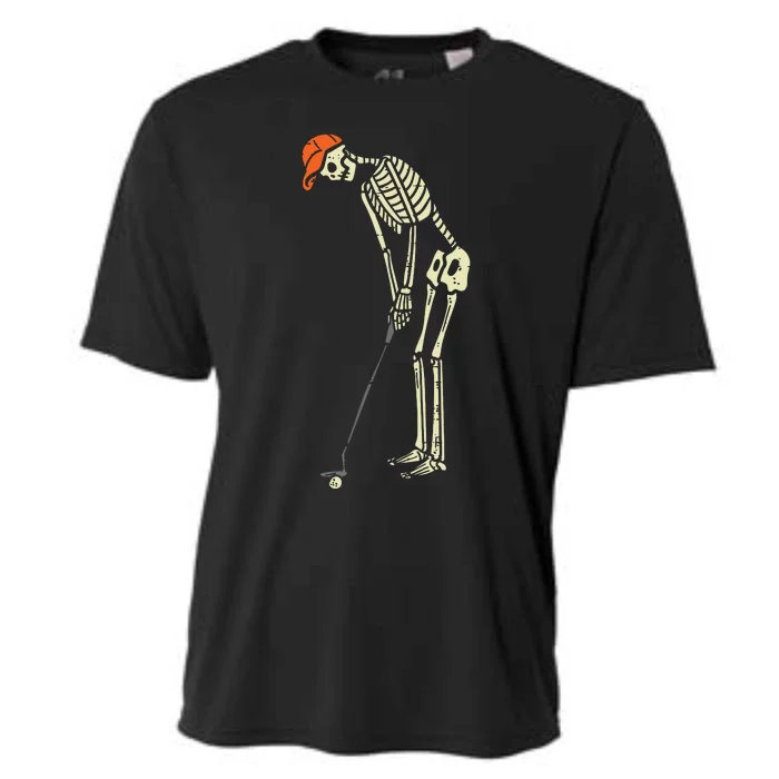 Skeleton Golf Funny Halloween Golfing Sports Golfer Cooling Performance Crew T-Shirt