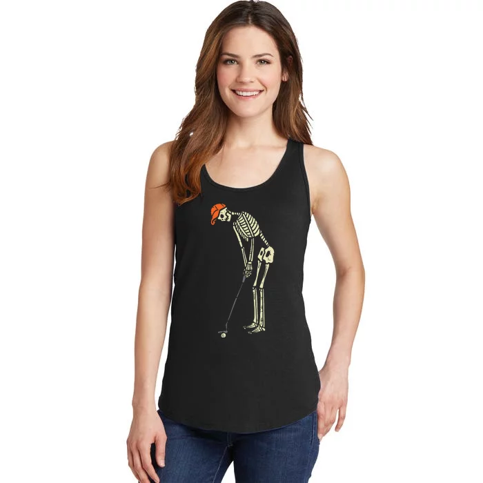 Skeleton Golf Funny Halloween Golfing Sports Golfer Ladies Essential Tank