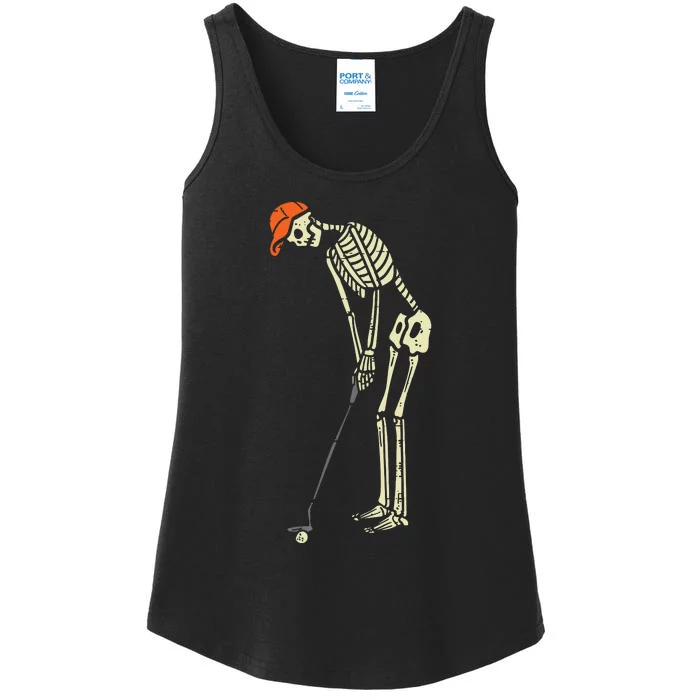 Skeleton Golf Funny Halloween Golfing Sports Golfer Ladies Essential Tank