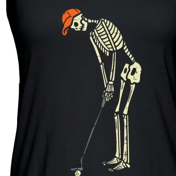 Skeleton Golf Funny Halloween Golfing Sports Golfer Ladies Essential Flowy Tank