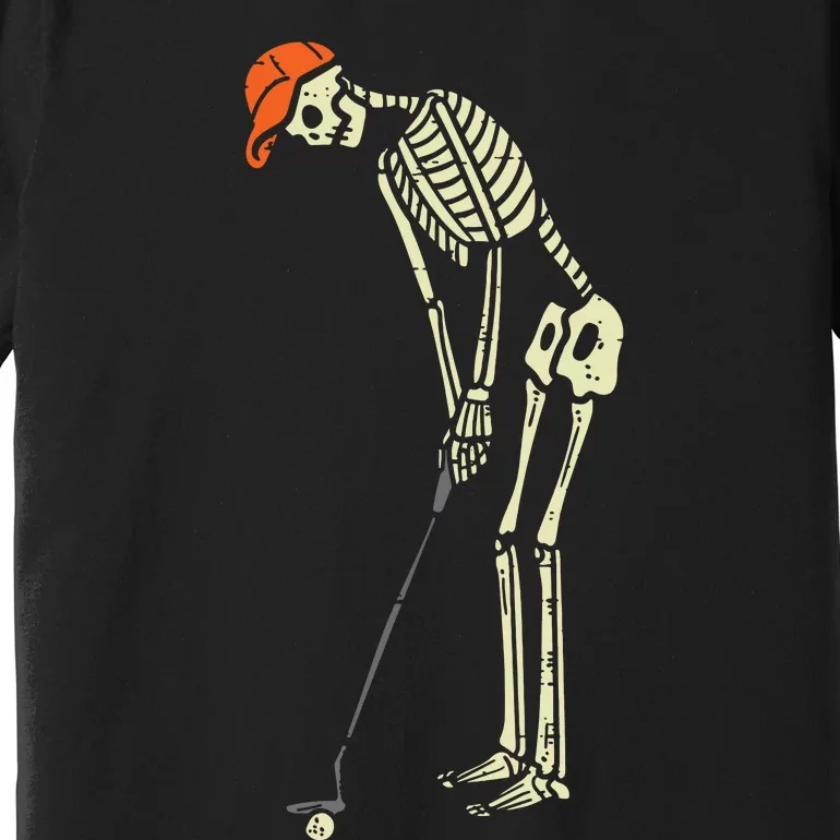 Skeleton Golf Funny Halloween Golfing Sports Golfer Premium T-Shirt