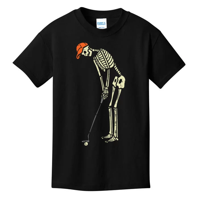 Skeleton Golf Funny Halloween Golfing Sports Golfer Kids T-Shirt