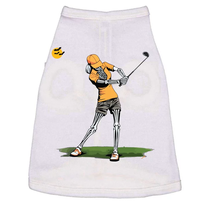 Skeleton Golf Funny Halloween Golfing Sports Golfer Women Doggie Tank