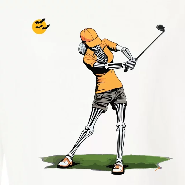 Skeleton Golf Funny Halloween Golfing Sports Golfer Women Cropped Pullover Crew