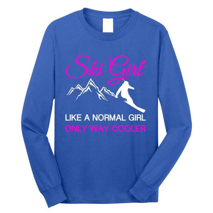 Ski Girl Funny Skiing Gift Girls Winter Sport Lover Gift Long Sleeve Shirt