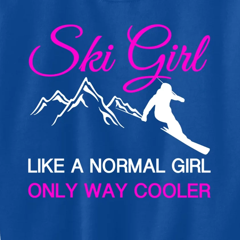 Ski Girl Funny Skiing Gift Girls Winter Sport Lover Gift Kids Sweatshirt