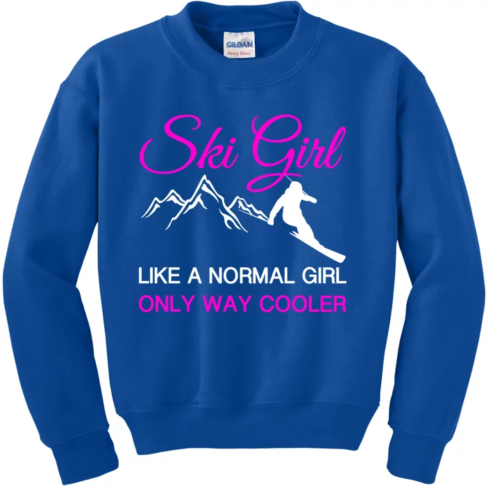 Ski Girl Funny Skiing Gift Girls Winter Sport Lover Gift Kids Sweatshirt