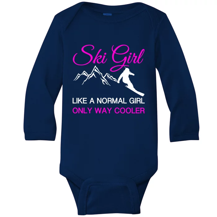 Ski Girl Funny Skiing Gift Girls Winter Sport Lover Gift Baby Long Sleeve Bodysuit