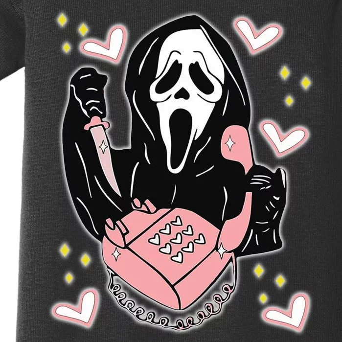 Scary Ghost Face Phone Ghostface Calling Baby Bodysuit