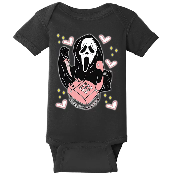 Scary Ghost Face Phone Ghostface Calling Baby Bodysuit