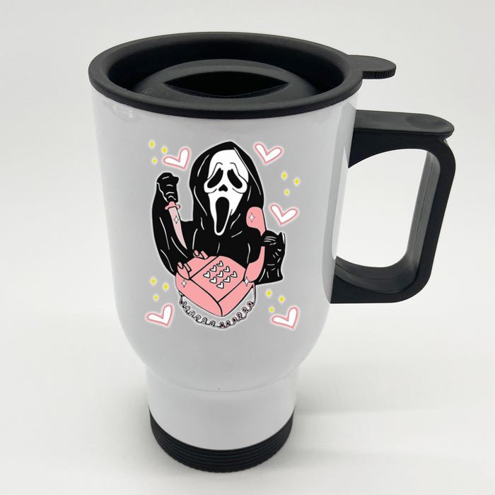 Scary Ghost Face Phone Ghostface Calling Front & Back Stainless Steel Travel Mug