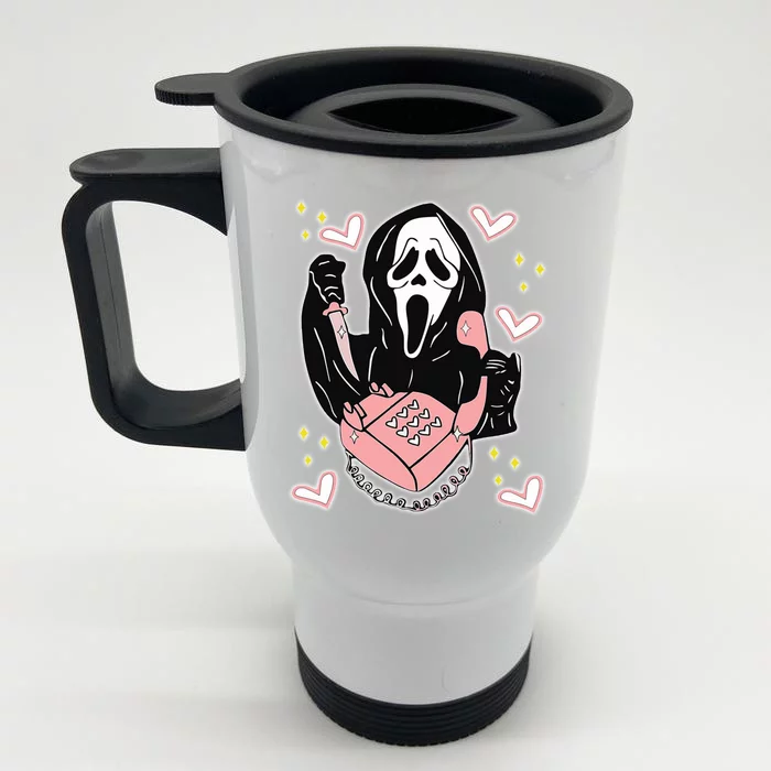 Scary Ghost Face Phone Ghostface Calling Front & Back Stainless Steel Travel Mug