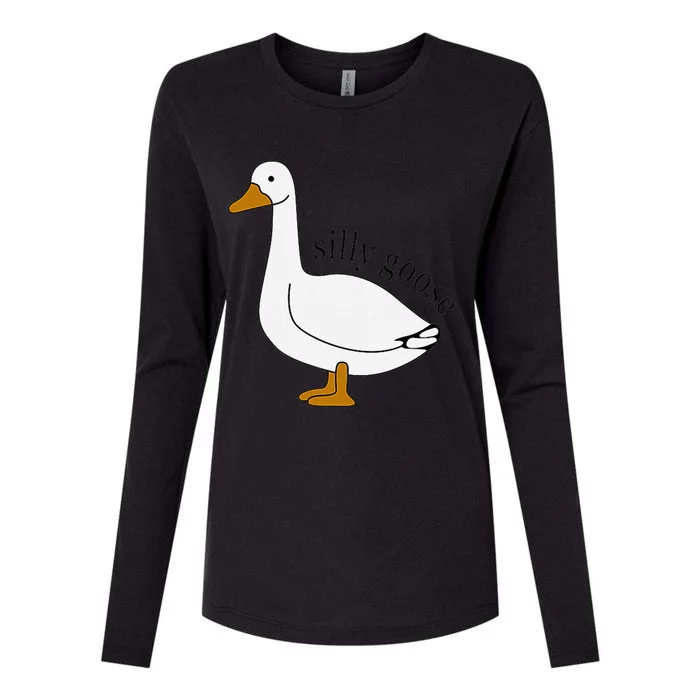 Silly Goose Funny Goose Meme Cute Goose Trendy Clothing Womens Cotton Relaxed Long Sleeve T-Shirt