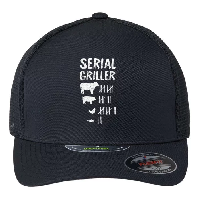 Serial Griller Fathers Day Funny Grilling Grill BBQ Master Flexfit Unipanel Trucker Cap