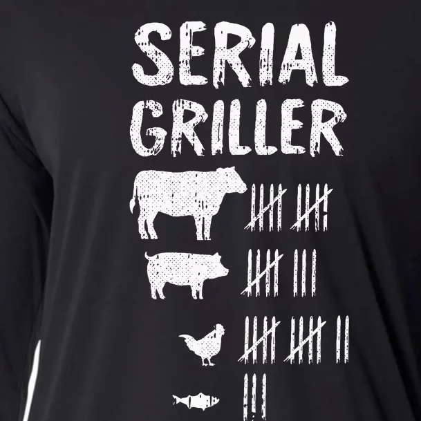 Serial Griller Fathers Day Funny Grilling Grill BBQ Master Cooling Performance Long Sleeve Crew