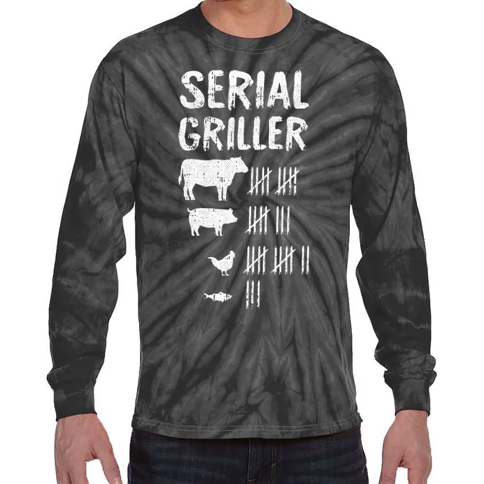 Serial Griller Fathers Day Funny Grilling Grill BBQ Master Tie-Dye Long Sleeve Shirt