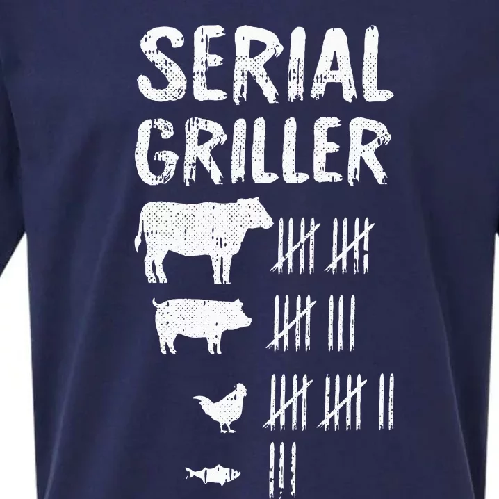 Serial Griller Fathers Day Funny Grilling Grill BBQ Master Sueded Cloud Jersey T-Shirt