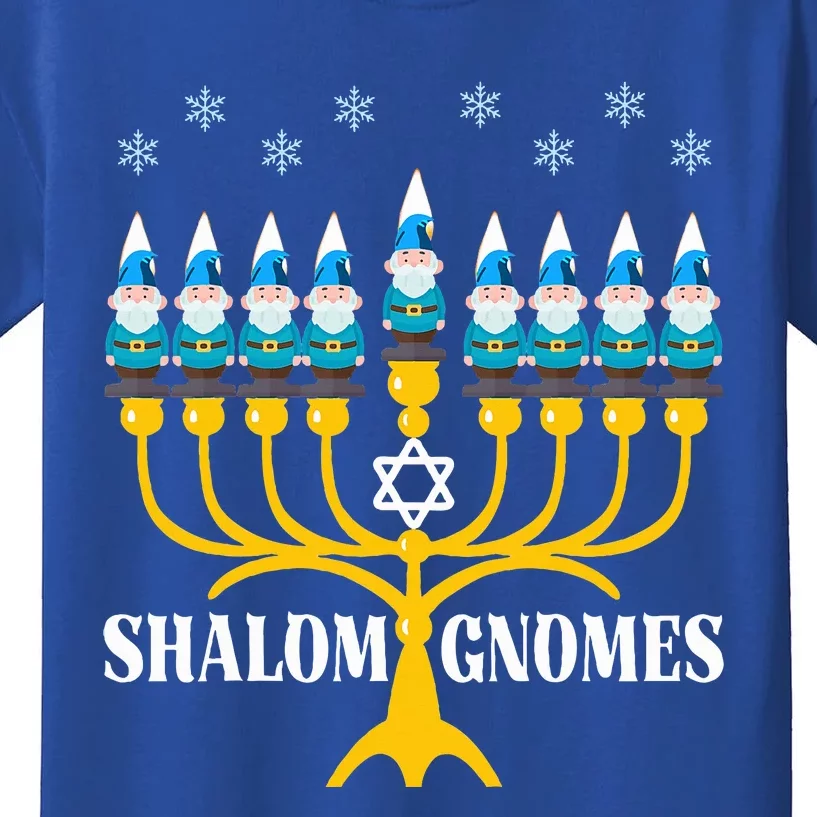 Shalom Gnomes Funny Jewish Hanukkah Pajamas Chanukah Lights Kids T-Shirt