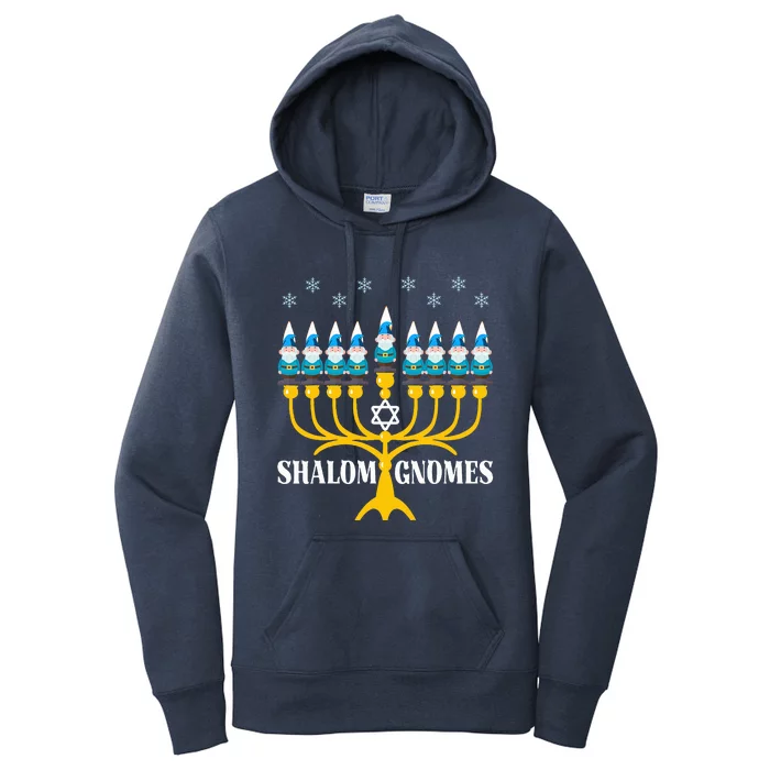 Shalom Gnomes Funny Jewish Hanukkah Pajamas Chanukah Lights Women's Pullover Hoodie