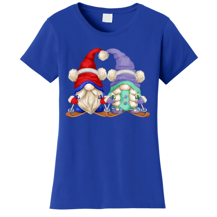 Skiing Gnomes For Grandma And Grandpa Funny Ski Mom And Dad Gift Women's T-Shirt