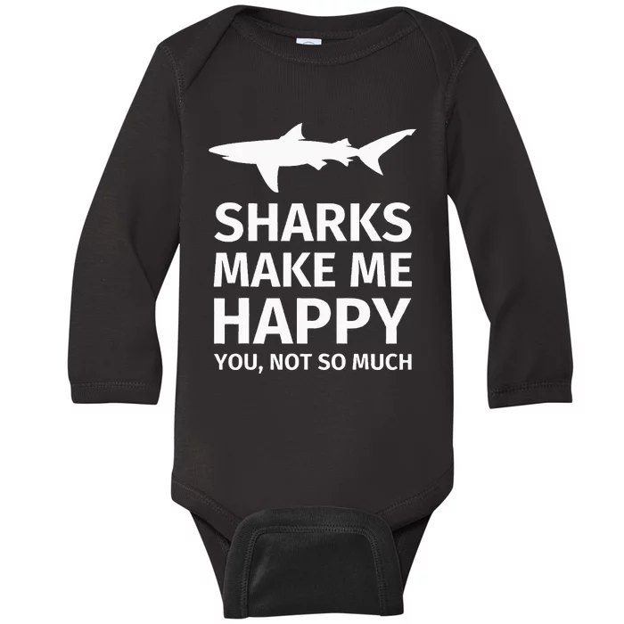 Shark Gifts for Shark Lovers Funny Sharks Happy Baby Long Sleeve Bodysuit