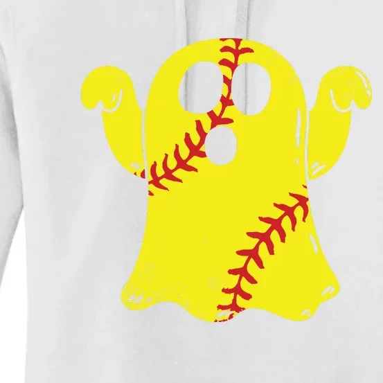 Softball Ghost Funny Halloween Costume Softball Lover Women's Pullover Hoodie