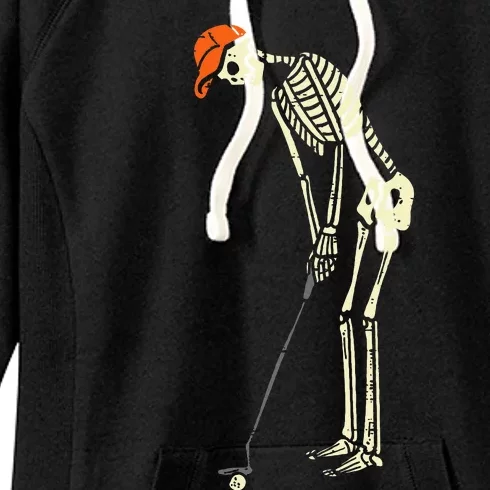 Skeleton Golf Funny Halloween Golfing Sports Golfer Women's Fleece Hoodie