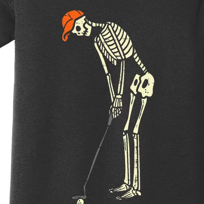 Skeleton Golf Funny Halloween Golfing Sports Golfer Baby Bodysuit