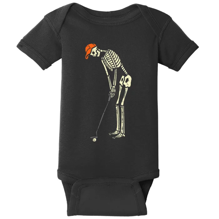 Skeleton Golf Funny Halloween Golfing Sports Golfer Baby Bodysuit