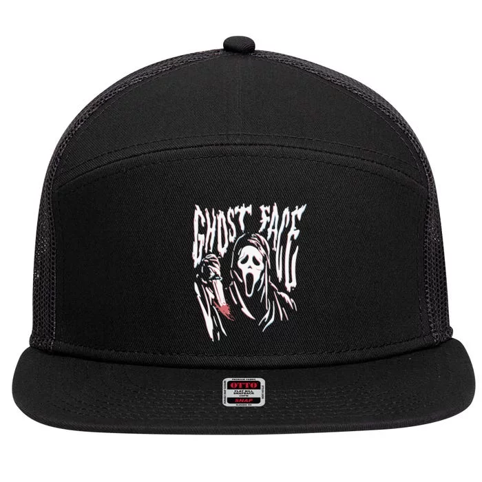 Scream Ghost Face Wavy 7 Panel Mesh Trucker Snapback Hat