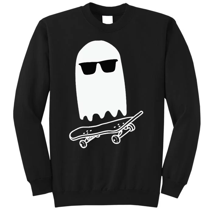 Skateboarding Ghost Ghost On Skateboard Halloween Tall Sweatshirt