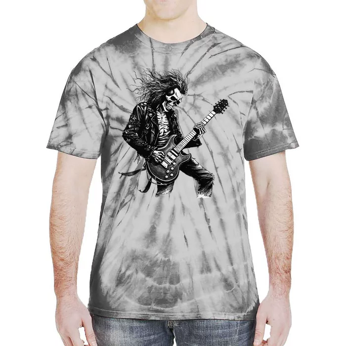 Skeleton Guitar Guy Rock And Roll Band Rock On Tie-Dye T-Shirt