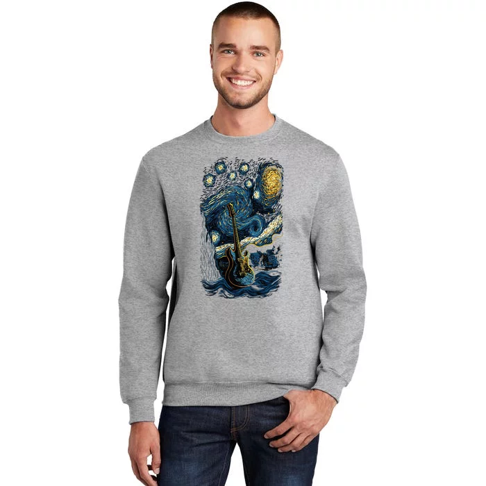 Starry Guitar Gifts Guitarist Rock Concert Festival Guitar Tall Sweatshirt