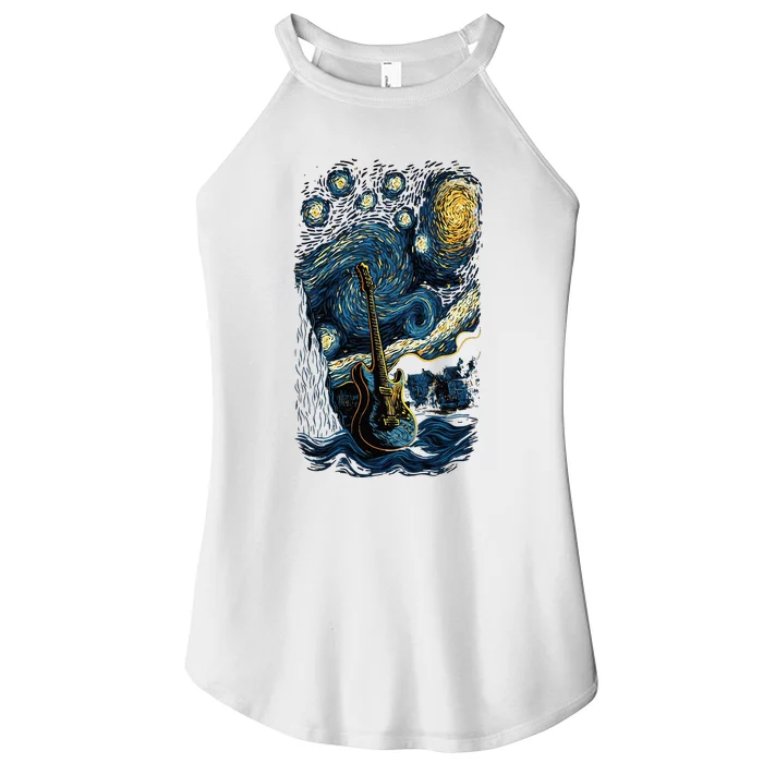 Starry Guitar Gifts Guitarist Rock Concert Festival Guitar Women’s Perfect Tri Rocker Tank