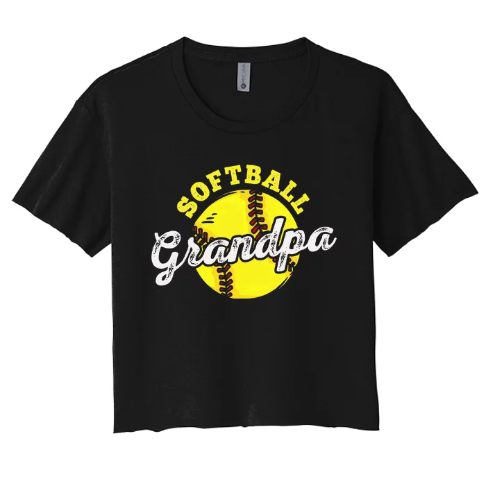 Softball Grandpa Grandfather FatherS Day Women's Crop Top Tee