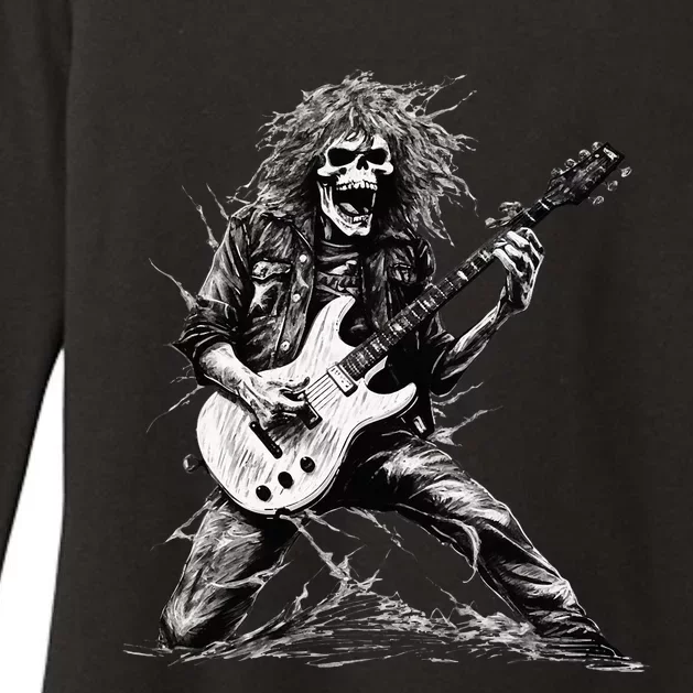 Skeleton Guitar Guy Rock And Roll Band Rock On Womens CVC Long Sleeve Shirt