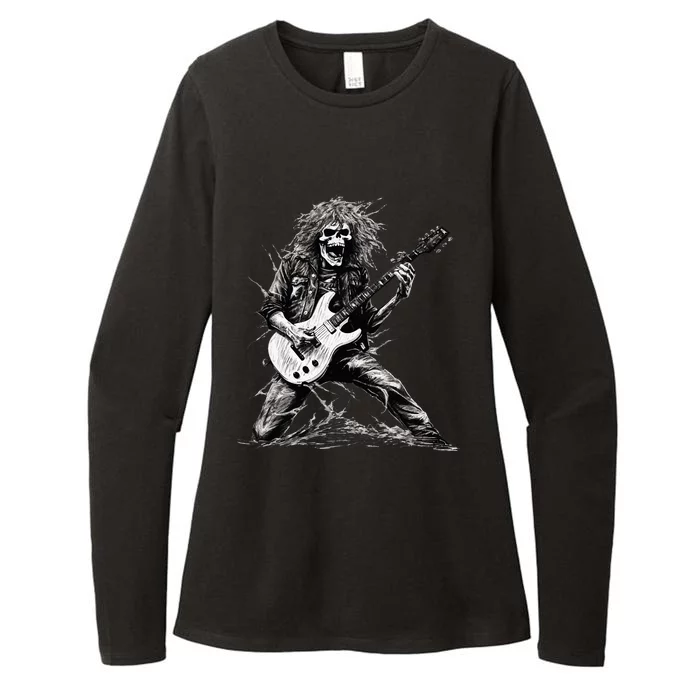 Skeleton Guitar Guy Rock And Roll Band Rock On Womens CVC Long Sleeve Shirt