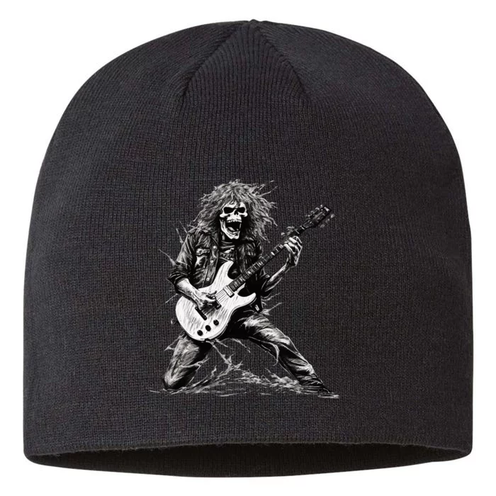 Skeleton Guitar Guy Rock And Roll Band Rock On 8 1/2in Sustainable Knit Beanie