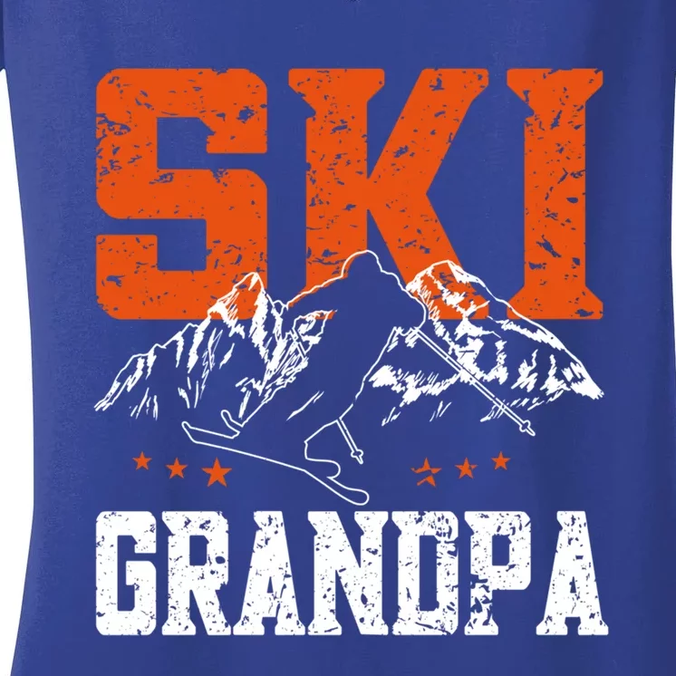 Ski Grandpa Gift Ski Driver Funny Ski Skiing Great Gift Women's V-Neck T-Shirt