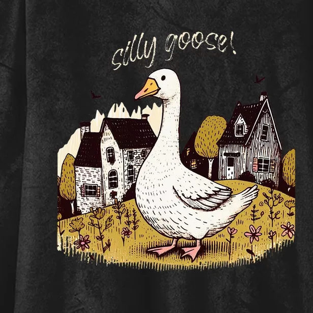 Silly Goose Gift For Her Funny Goose Trendy Clothing Hooded Wearable Blanket