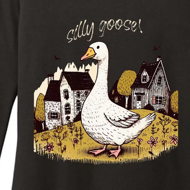 Silly Goose Gift For Her Funny Goose Trendy Clothing Womens CVC Long Sleeve Shirt