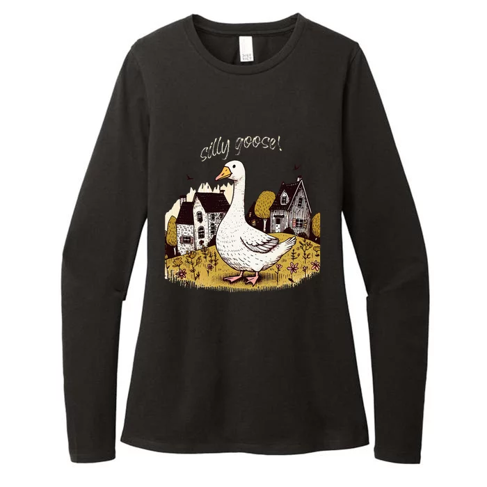 Silly Goose Gift For Her Funny Goose Trendy Clothing Womens CVC Long Sleeve Shirt