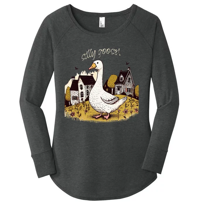 Silly Goose Gift For Her Funny Goose Trendy Clothing Women's Perfect Tri Tunic Long Sleeve Shirt