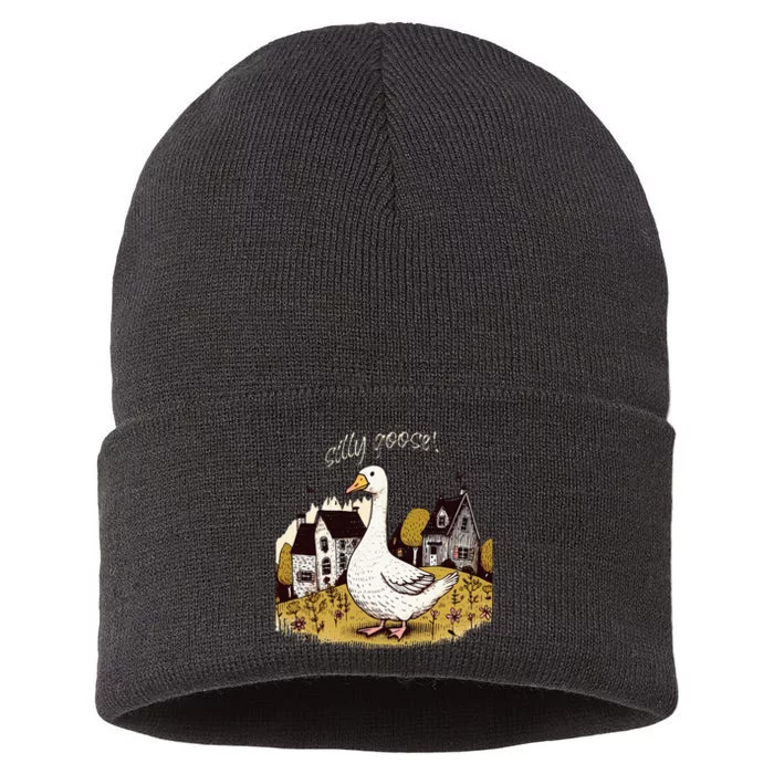 Silly Goose Gift For Her Funny Goose Trendy Clothing Sustainable Knit Beanie