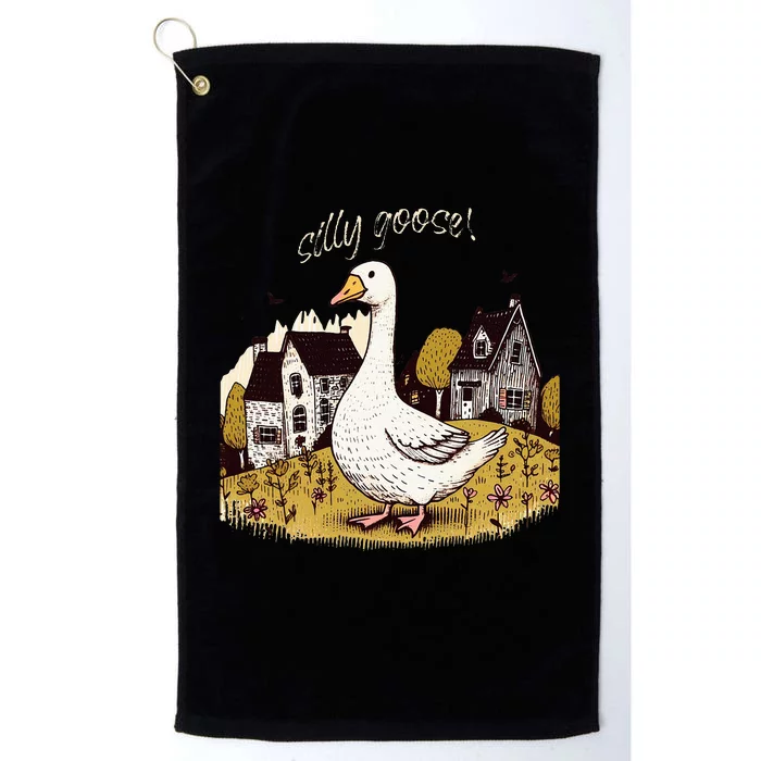 Silly Goose Gift For Her Funny Goose Trendy Clothing Platinum Collection Golf Towel