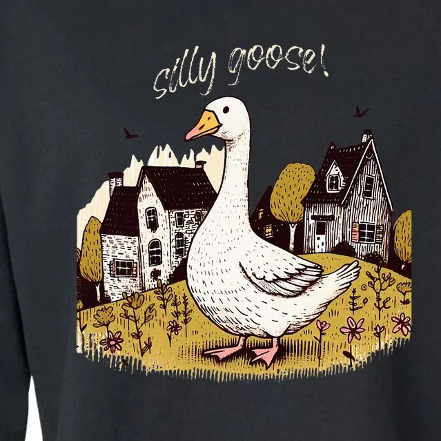 Silly Goose Gift For Her Funny Goose Trendy Clothing Cropped Pullover Crew