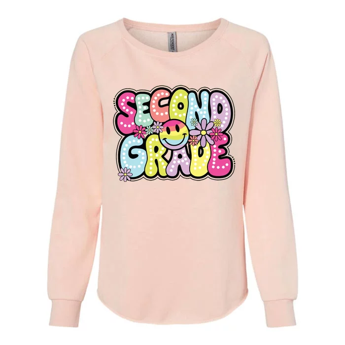 Second Grade Groovy Happy First Day Of School Bright Dots Womens California Wash Sweatshirt